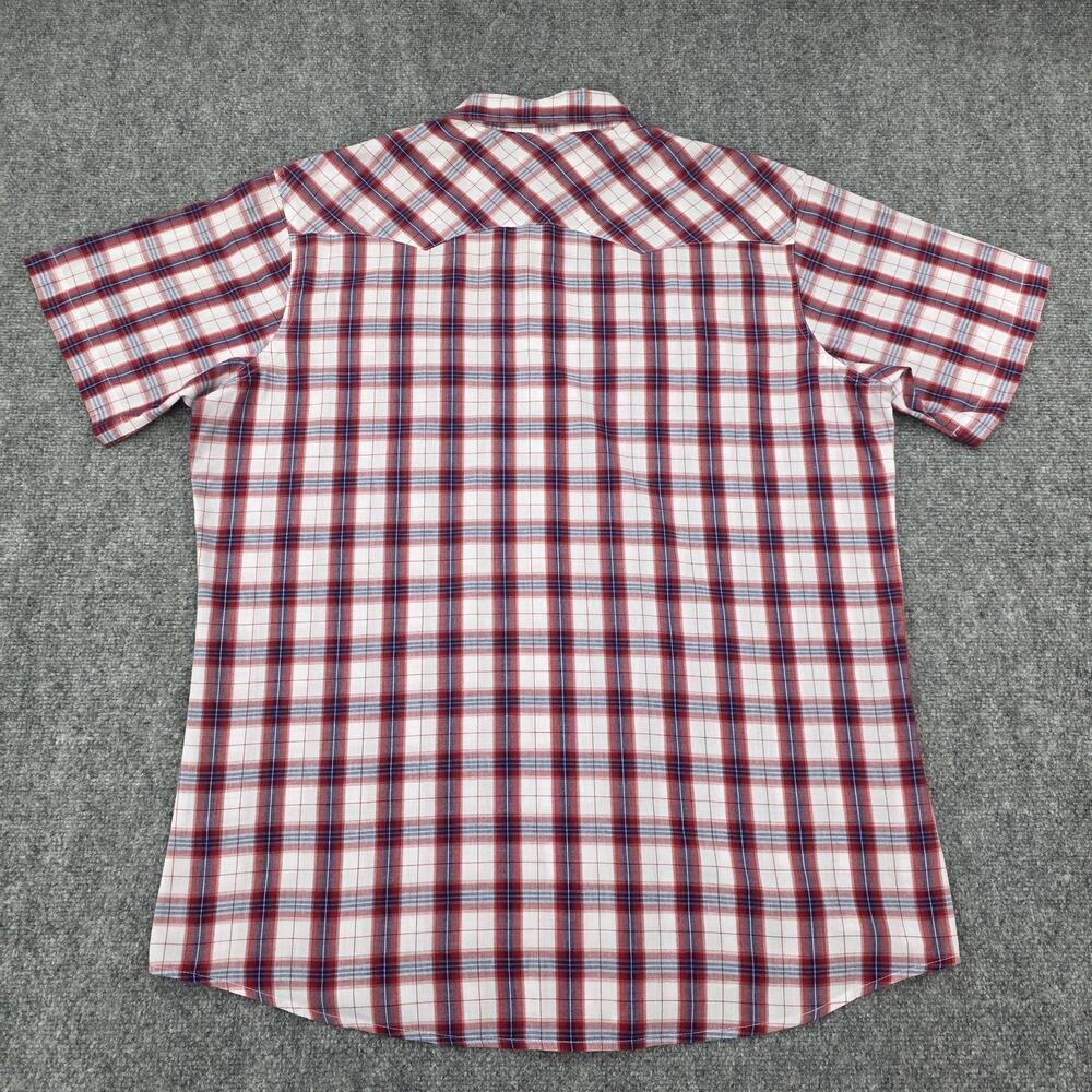 Wrangler Shirt Mens XLT Red White Blue Plaid Wrancher Pearl Snap Western Rodeo - Picture 4 of 15
